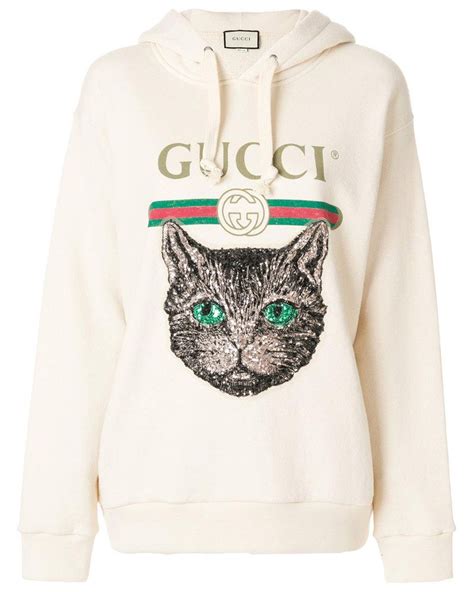 gucci cat logo hoodie|More.